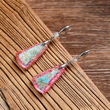 Gemstone Sector Jasper Drop Earrings-Your Soul Place